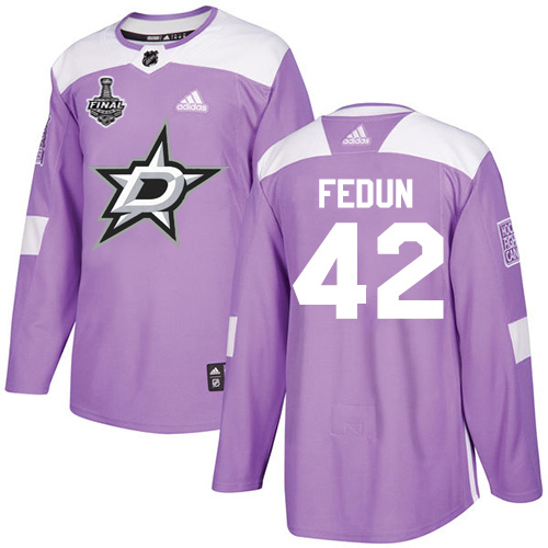 Adidas Men Dallas Stars #42 Taylor Fedun Purple Authentic Fights Cancer 2020 Stanley Cup Final Stitched NHL Jersey
